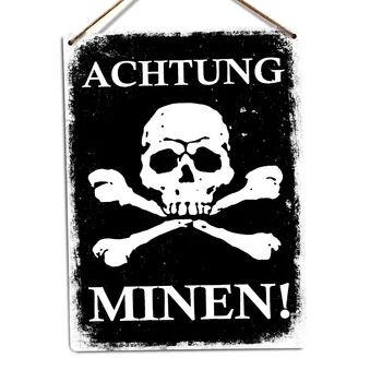 Achtung Minen -Metalinės Sienos Ženklas Apnašas Meno - Vokiečių Mano Dange Įspėjimo Karo(Aplankykite Mūsų Parduotuvėje, Daugiau Produktų!!!)