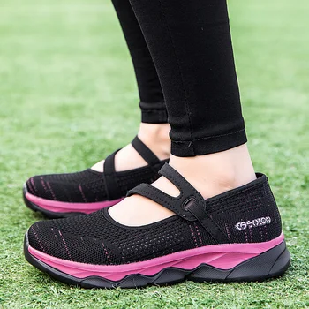 Airavata Laisvalaikio Moteriški Sportbačiai Patogus, Kvėpuojantis Vaikščiojimo Batai Užsivilkti Šviesą Mama Flatform Valtis Batų Anti-Slip