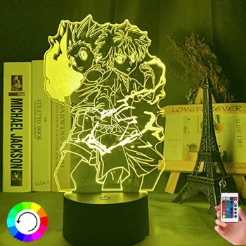 Akrilo 3d Naktį Šviesos diodų (Led Spalva Keičiasi naktinė lempa Vaikams Miegamojo Puošmena Šviesos Anime Hunter X Hunter Hisoka Lemputė Dovanų