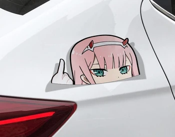 Animacinių filmų Automobilio Lipdukas, skirtas Darling Į Franxx Nulis Du Peeker Didelis Galvos Anime Vinilo JDM Window Kamieno Nešiojamas Sienos Lipdukas