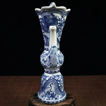 Antikvarinis mėlynos ir baltos spalvos porceliano (Dragon vyno puodą), namų puošybai