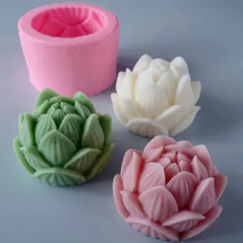 Aromaterapija Žvakės Silikono Formos 3D Lotus Gėlės Formos Muilo Silikono Forma 