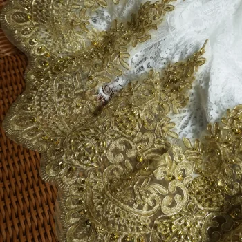 Aukštis 28cm, 5 Metrų Aukso nėrinių apdaila turtingas aukso duobute nėrinių nėriniai siuvinėjimo sienų apdailos nėriniai kostiumų, chalatai prabanga!