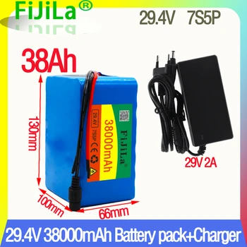 Aukštos kokybės 7S5P 24v 38Ah baterija 250w 29.4 V 38000mAh ličio jonų baterija vežimėlis elektrinis dviratis + 2A įkroviklis