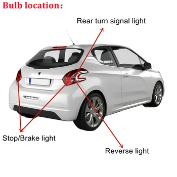 Automobilių Klaidų LED Stop stop žibintas Galinis posūkio signalo lemputė lemputė Peugeot 208 2013 M+ Atvirkštinės atsarginės šviesa Galiniai lemputes rinkinio