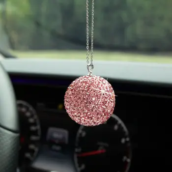 Automobilių Krištolo Rutulį Pakabukas inkrustacijos su deimantu, auto galinio vaizdo veidrodis visiškai diamond Apdailos pakabukas diamond ball ornamentu