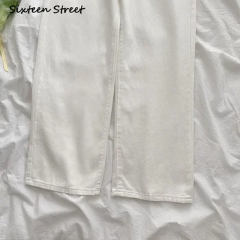 Baggy Jeans Moterims Vasaros Paprastas Baltas korėjos Stiliaus Dizainas, Plati Koja Kelnės High Waisted Džinsai Draugu Y2k Kelnes Aukštos Kokybės