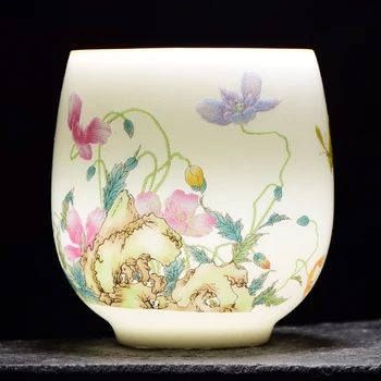 Balto Porceliano Master Cup Jade Purvo Arbatos Puodelio Keramikos Kraštovaizdžio Arbatos Puodelio Katė Taurės Lotus Vieną Puodelį Arbatos Namų Reikmenys