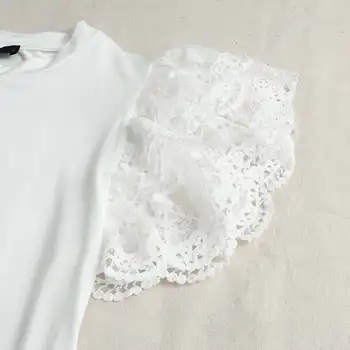 Celmia Stilingas Vasaros marškinėliai 2021 Megzti Tees Sexy Nėrinių Raukiniai Kratinys Tunika Viršūnes Kietas Elegantiškas Darbo Blusas