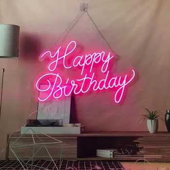 Custom gimtadieniu, Pasirašyti Flex Led Kietas Lemputė 12V Akrilo Namo Kambaryje Apdailos Ins Happy Birthday Party