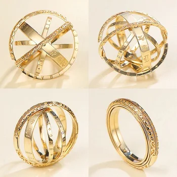 Derlius Astronominių Kamuolys Žiedai Moterų Kūrybos Kompleksas Sukasi Kosminės Piršto Žiedą, Aukso Papuošalai, Aksesuarai Bijoux Femme
