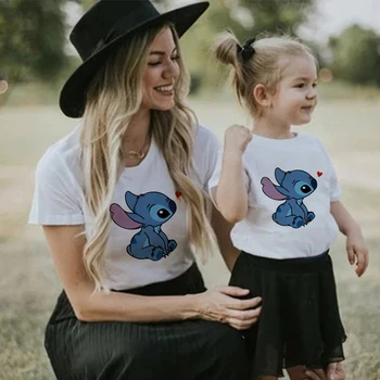 Drabužių Mama ir Dukra Lygių Krūties Marškinėliai Stitch 