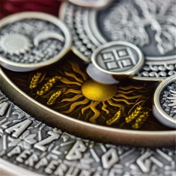 Dropshipping kopijuoti monetos Super gražus Niujė 2020 Senovės Kalendorius 4 Kirilica Kalendoriaus 2 Oz horeljefai Sidabro Moneta