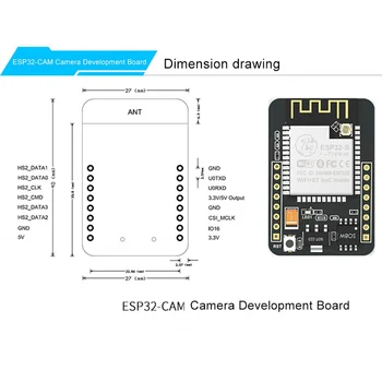 ESP32-CAM, WiFi Modulis ESP32 serijos WiFi ESP32 CAM Vystymo Lenta 5V 