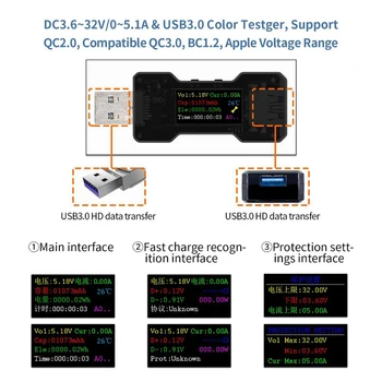 FNB18 USB DC Skaitmeninės Srovės voltmetras Testeris Voltmeter Amperemeter Amp Volt Ammeter Detektorius Maitinimo Banko Recharger Indikatorius