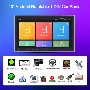 Geartronics 1Din 4G/WIFI Android Automobilio Multimedijos Grotuvas 2G+32G 10Inch Pasukti HD Touch Ekranas, GPS Stebėti Stereo Vaizdo Imtuvas