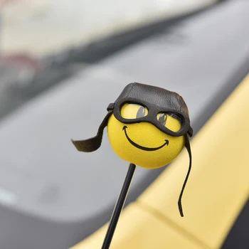 Geltona Mažai Cute Cartoon Juokinga Lėlės Antenos Kamuolius Pliušinis EVA Putų Oro Rėžtuvės Apdailos Automobilių Stiliaus Stogo ornamentu