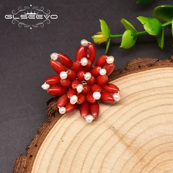 GLSEEVO Naujas Minimalistinis Natūralūs Gėlo vandens Kolonėlė Perlų Žiedas Moteris Coral Flower Stiliaus Rankų darbo Prabangūs Papuošalai GR0272