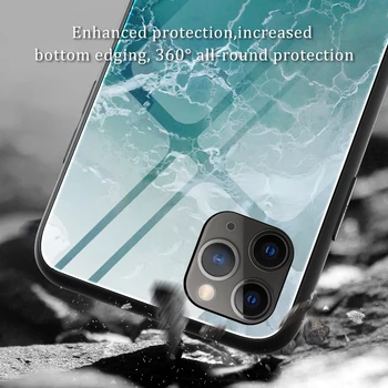 Gradientas Grūdintas Stiklas Case For iPhone 11 12 Pro Max 12 Mini X XR XS Max SE 2020 6 6S Plius 7 8 Plus Atveju Marmuro Gradientas Apima