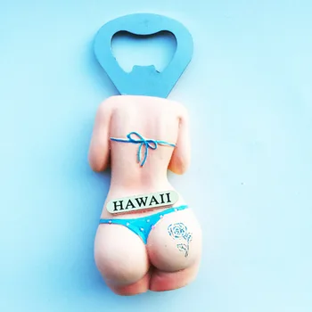 Havajai kūrybinių kelionių suvenyrų dekoratyviniai amatų trimatis Bikini šaldytuvas magnetas prilimpa atidarytuvas