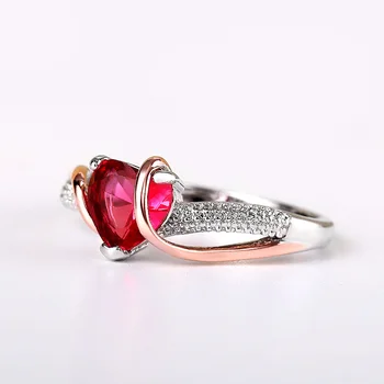 Huitan Kūrybos Širdies Kubinis Cirkonis Žiedai Moterų Vestuvės Juvelyrika Dvi Tonas Dizainas Unikalus Lady Piršto Žiedą Mados Aksesuaras