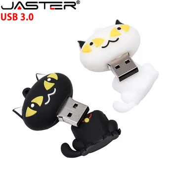 JASTER USB 3.0 Animacinių filmų cute kačių USB Flash Drive 4GB/8GB/16GB/32GB/64GB Silicio gelio, Dovana Pen Ratai Nekilnojamojo Talpos USB Atmintuką