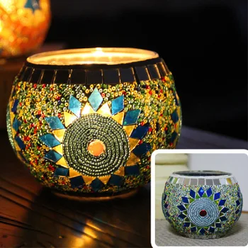 JOYLOVE Europos Stiliaus Rankų darbo Mozaika, Stiklo, Žvakių Laikiklis Romantiška Vakarienė Žvakių šviesoje Baras Dekoravimas Ornamentais