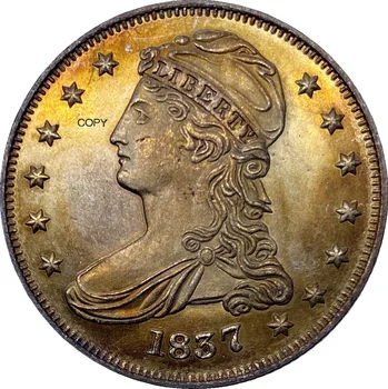 Jungtinės Amerikos Valstijos 1837 50 Centų Apribota Krūtinė Pusę Dolerio Cupronickel Padengti Sidabro Monetos Kopija