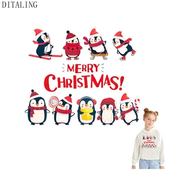 Kalėdų Pleistrai Geležies-Perdavimo Drabužių Gyvūnų Pingvinas Lipdukai Vaikams Thermotransfer Drabužių Lopai Striukės