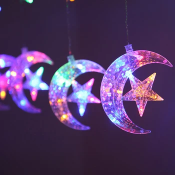 Kalėdų šviesos led Užuolaidų šviesos girlianda star mėnulis dekoro namų 220V Pasakų Žibintai Lauko/Patalpų Festivalis Styginių Šviesos