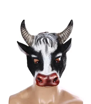 Karnavalas Velykų Partijos Veiklos Rekvizitai Pusę Veido PU Putų 3D Realus Gyvūnų Karvė, Karvės Galva Kaukė