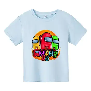 Karšto Žaidimas marškinėliai 7-spalvos medvilnės berniukas ir mergaitė mados sportiniai marškinėliai smagu, Vaikų trumpomis rankovėmis o-kaklo Marškinėliai Vaikas anime drabužiai