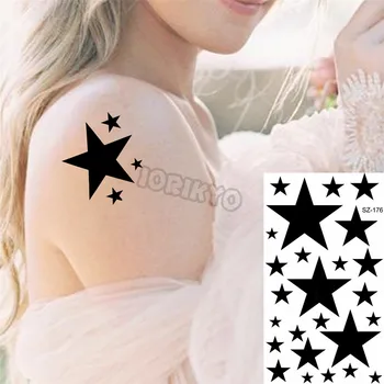 Kosmoso Laikinos Tatuiruotės Moterys, Merginos Realus Star Sun Flower Animacinių Filmų Vėjo Malūnas Netikrą Tatuiruotę Lipdukas Kaklo Vertus Tatoos