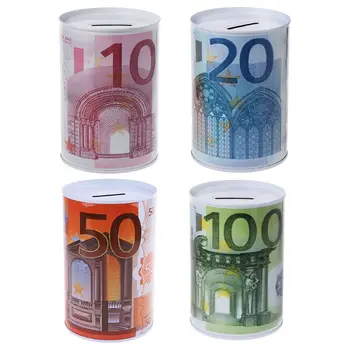 Kūrybos Euro Dolerio Metalinio Cilindro Piggy Bank Taupyti Pinigus Langelį Namų Puošybai E7CC