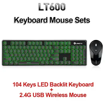 LT600 Klaviatūra, Pele Rinkiniai 104 Klavišai LED Apšvietimu Belaidžio Mechaninė Žaidimų Klaviatūra+1600DPI 2.4 G USB Belaidės Pelės Nešiojamas KOMPIUTERIS