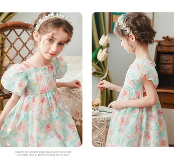 Merginos prancūzijos Suknelė Vasaros Suknelė 2021 Nauja Vaikų Šifono Drabužiai Princesė Vestuvių Suknelė Gėlių mergaičių Drabužiai