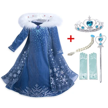 Merginos Žiemos Princesė Suknelė Nauja Sniego Karalienės Kostiumai Vaikams Cosplay Suknelės disfraz carnaval vestido de festa infantil