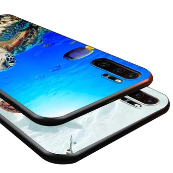 Mielas Vėžlys Vėžlio Ocean Juodos spalvos Dangtelis Huawei P40 30 P20 P10 P8 P9 Lite E 5G 2017 2019 Pro Plus Telefono dėklas