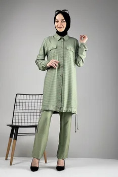 Musulmonų moterys islamo drabužių twinset kelnės + tunika turkija apranga ramadano dieną, elegantiškas kokybės tekstilės audinio dubajus mo