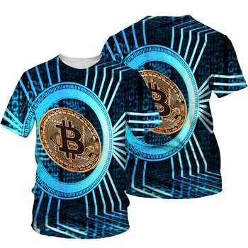 Naujas Bitcoin 3D spausdinimo marškinėliai vyriški 2021 mados vasara O-kaklo trumparankoviai marškinėliai viršų 3D stiliaus vyrų drabužiai atsitiktinis juokinga cl