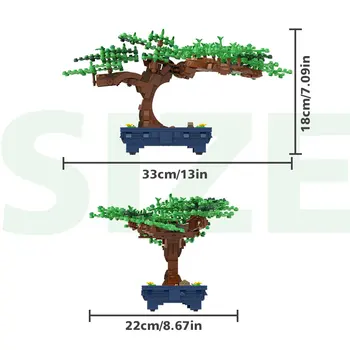 Naujas Bonsai Medis Žalias Krūmas, Gėlė, Žolė Augalų Modelis Ornamentu Statyba Blokai, Plytos 