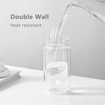 Naujas Dizainas Dvigubos Sienelės Vakuuminiai Stiklo Vandens Butelių su Arbata, Filtras Mažoms Arbatos Vandens Atskyrimo Taurės Nerūdijančio Plieno Infuser Mėgėjams