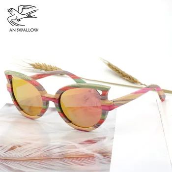 Naujas mados vyrai ir moterys, poliarizuota akiniai nuo saulės spalvos bambuko akiniai nuo saulės kelionės esminius akiniai