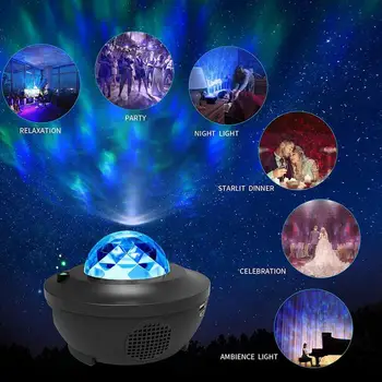 Naujas Spalvingas Žvaigždėtas Dangus Galaxy Projektorius naktinė lempa Vaiko Blueteeth USB Muzikos Grotuvas Star Naktį Šviesos Romantiška Projekcija Lempos