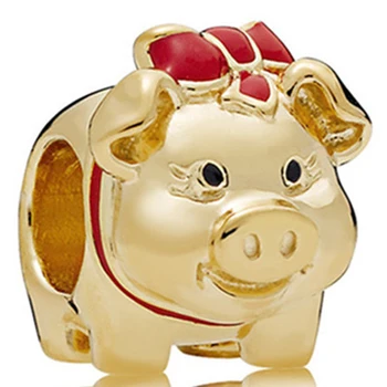 Naujas žavesio originalus gold serijos kiaulių Kaliausė Zawalcowany pakabukas tinka Pandora lady apyrankės karoliai papuošalai 