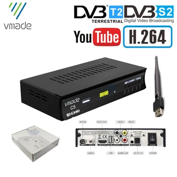 Naujausias HD DVB T2, S2 Combo skaitmeninis Set top box, DVB T2, S2 palydovinis TV Imtuvas h.264 laikiklis su USB WIFI TV Imtuvas