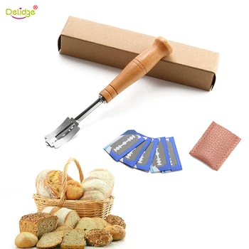 Nerūdijančio Plieno Duonos Pjaustyklės, Kepimo Įrankiai Pyragai Medinė rankena duona remontas peilis Su 5vnt Pakeitimo Ašmenys Kepimo