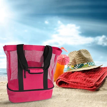Nešiojamų Paplūdimio Net Maišą Šilumos Izoliacija Paplūdimio Rankinė Dukart Sluoksnių Nešti Pietūs Maisto Saugojimo Kelionės Krepšys