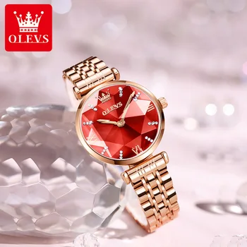 OLEVS Moterų Laikrodžių apyrankės rinkinys moterims 18k gold Fashion Vandeniui Kvarco Žiūrėti Elegantiškas diamond veidrodis kalėdų žiūrėti