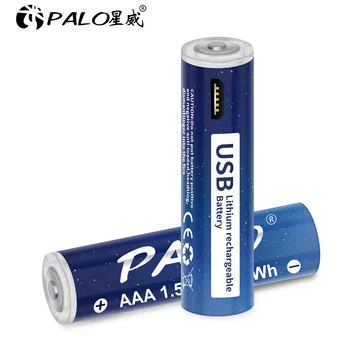 PALO AAA Li-ion 1,5 V įkrovimo baterija (akumuliatorius AAA 1110mWh USB įkraunama ličio li-ion baterija Nuotolinio valdymo pultą su USB laidu
